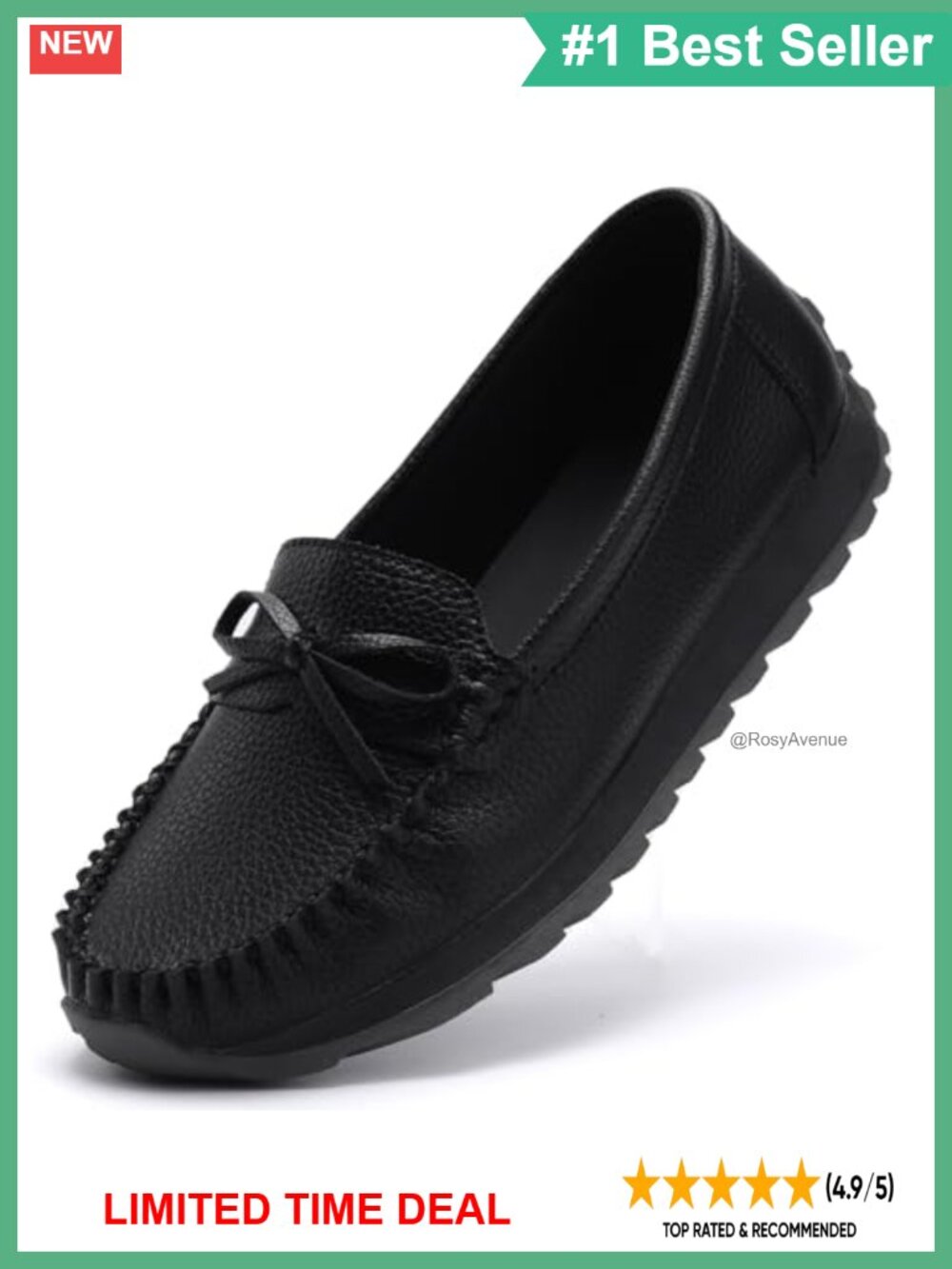 Faux Leather Loafers Slip-On Flats Lightweight Comfortable Work Walking - Picture 1 of 6